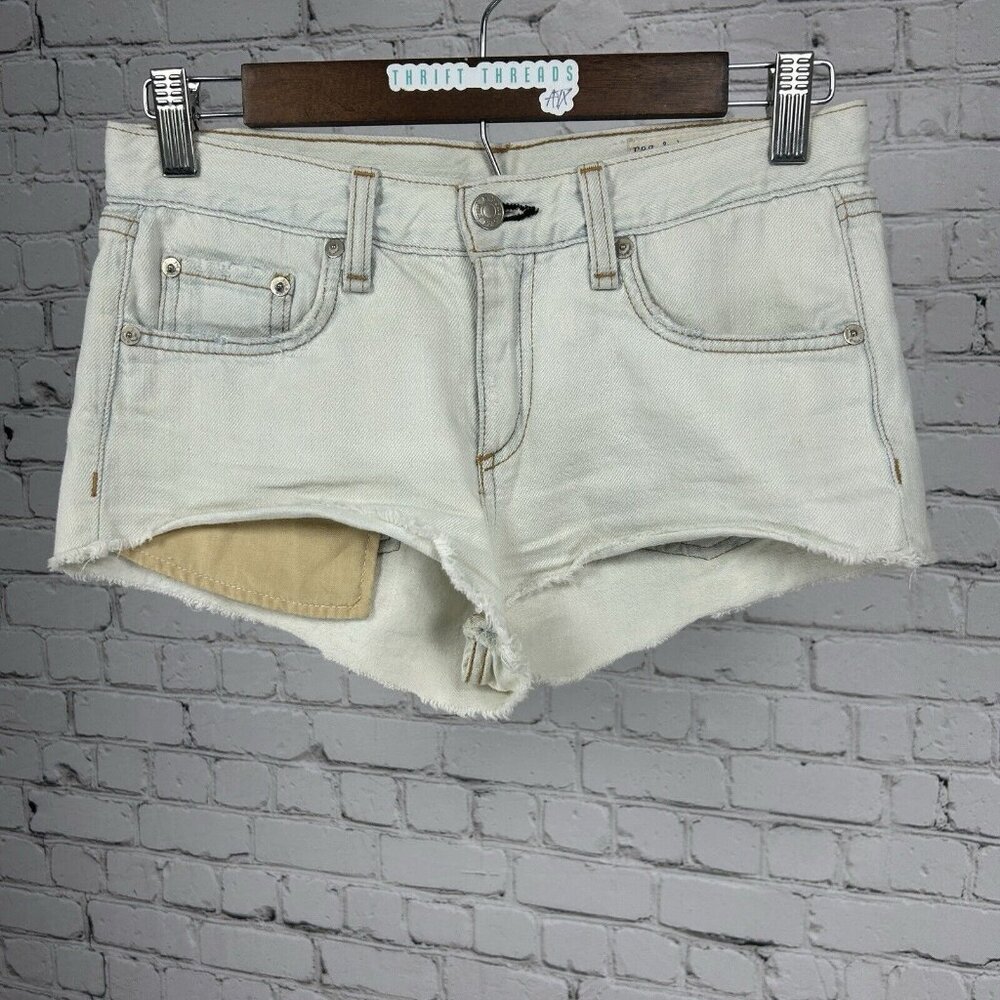 Rag And Bone Jean Faded Blue Jean Cotton Ventura Mini Hot Shorts Size 24 (27X1)